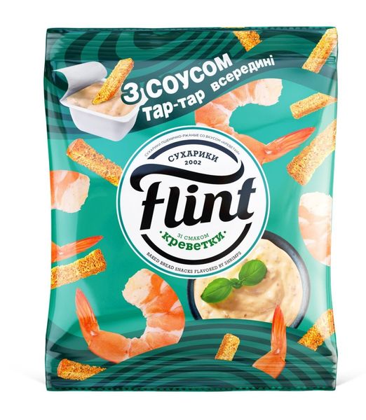 Сухарики Flint со вкусом креветка 70 гр + соус тартар 15 гр 31016 фото