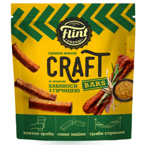 Гренки Flint Craft со вкусом кабанос и горчица 90 гр 31540 фото