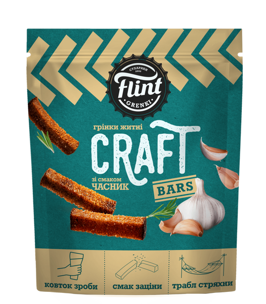 Гренки Flint Craft со вкусом чеснока 90 гр 31543 фото