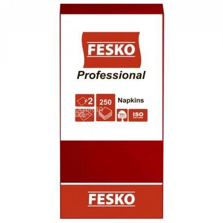 Салфетки сервировочные Fesko Professional, 2 слоя, 250 листов (красная). 64907 фото