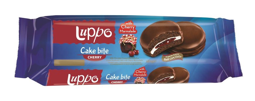 Печенье сэндвич "Luppo Cake Bite Cherry" 184г 77460 фото