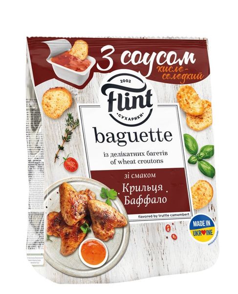 Багет Flint со вкусом крылья баффало 55 гр + соус кисло-сладкий 15 гр 31728 фото