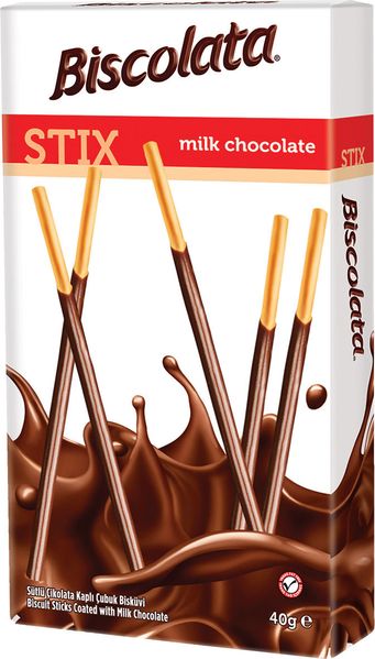 Палочки в молочном шоколаде "Biscolata Stix Milky " 40г 77408 фото