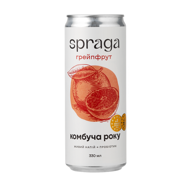 Напиток комбуча SPRAGA 330мл(ж/б)Грейпфрут 73306 фото