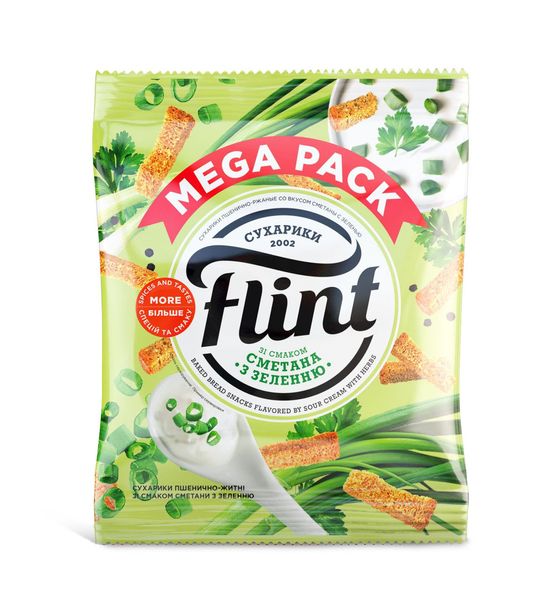 Сухарики Flint со вкусом сметаны и зелени 100 гр 31043 фото